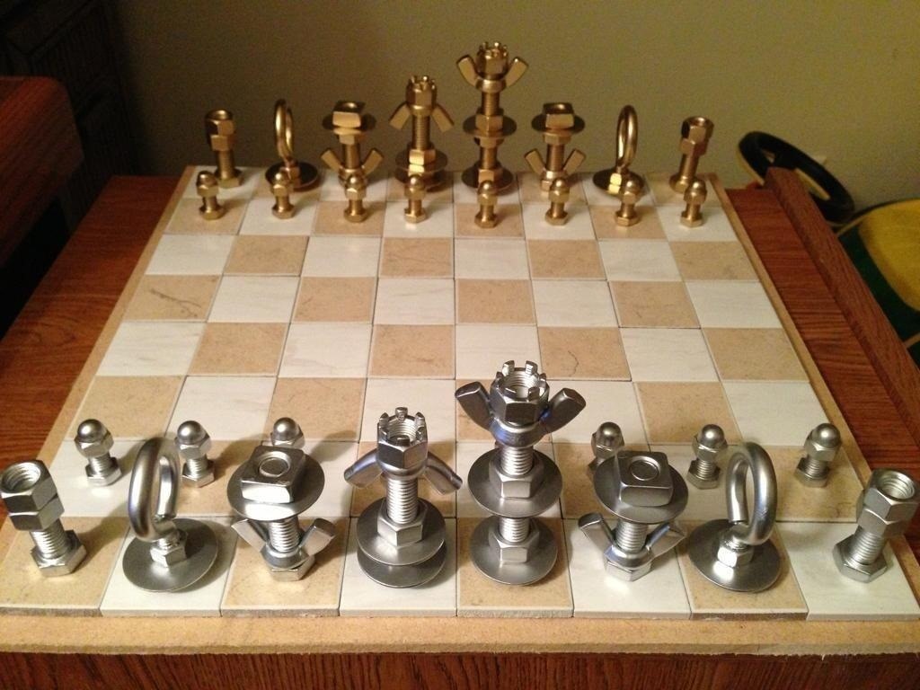 How to Make a MacGyver-Style Chess Set Using Just Nuts & Bolts