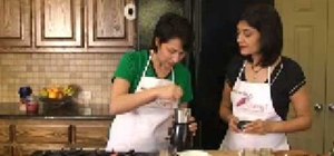 Prepare cilantro and mint raita dip for Indian food