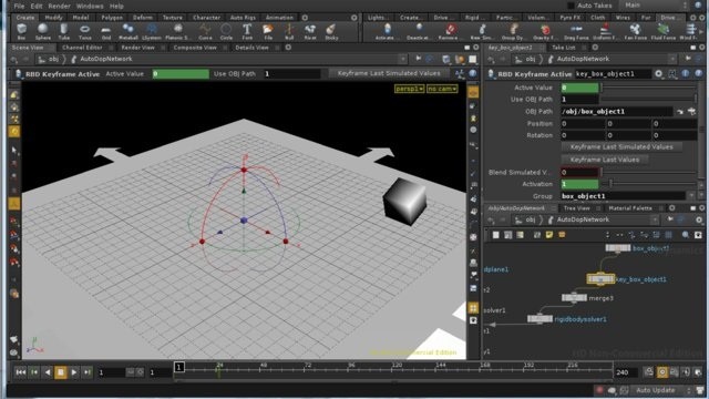 Combine keyframe animation with DOPs in Houdini 10 - Part 2 of 4