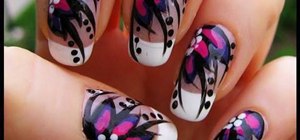 Create a sexy hot pink floral nail look