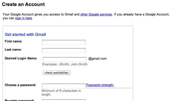how to create a gmail or google account