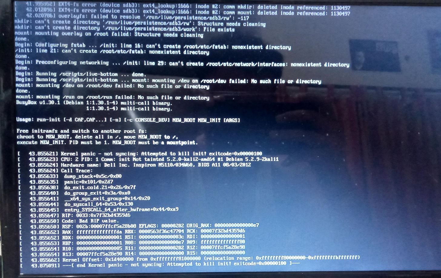 Kali Linux Boot Error