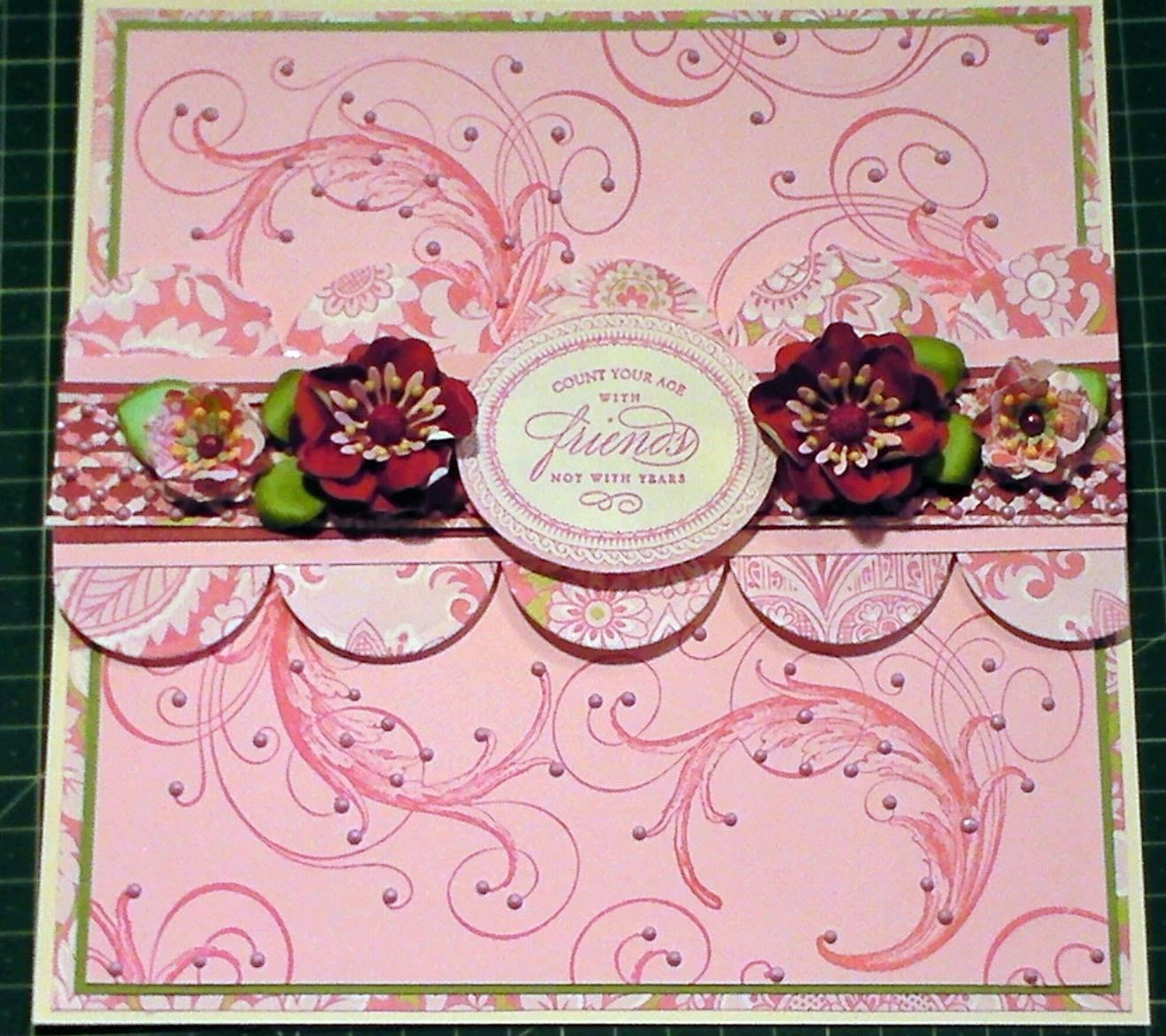 How to Make Gorgeous Pink Flourish Rubber Stamped Card