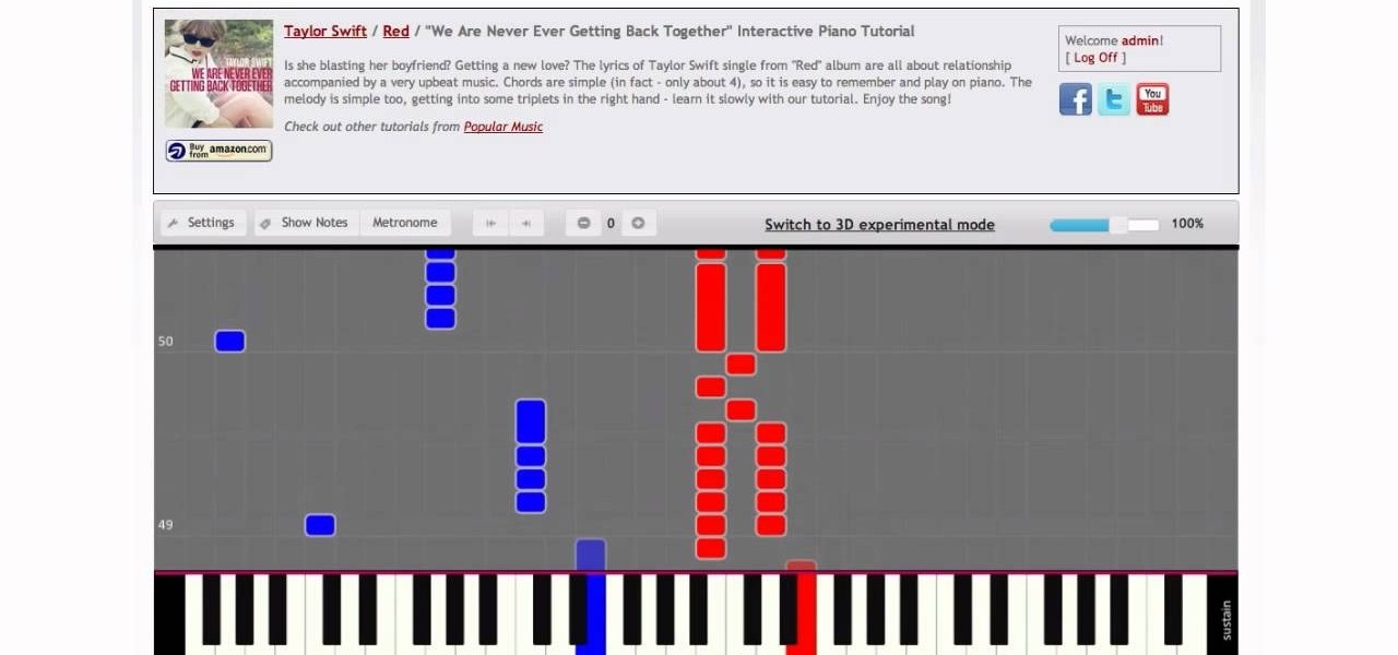 Play "We Are Never Ever Getting Back Together" by Taylor Swift - Interactive Piano Tutorial
