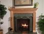 Make over a fireplace with tile and a mantle