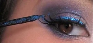Create a gorgeous sparkly blue eye makeup look for clubbing