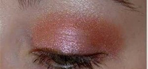 Apply MAC pink and brown copper eyeshadow