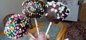Make sprinkled chocolate cupcake pops