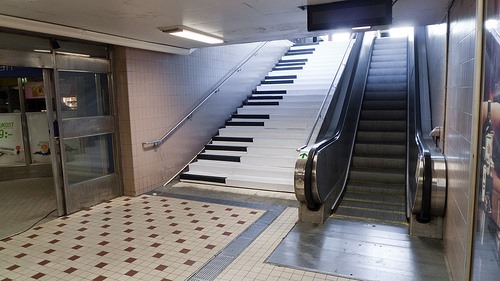 Play Chopsticks on the Subway Stairs