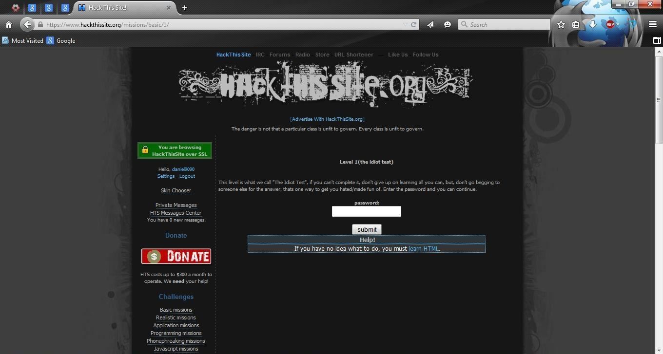 How to Hack a Site Knowing a Bit of HTML (hackthissite.org) Part 1