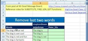 Remove the last two words from a column in MS Excel