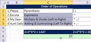 Use the order of operations correctly when working with Microsoft Excel