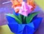 Fold origami tulips with stems