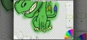 Draw a cartoon dragon with a big head