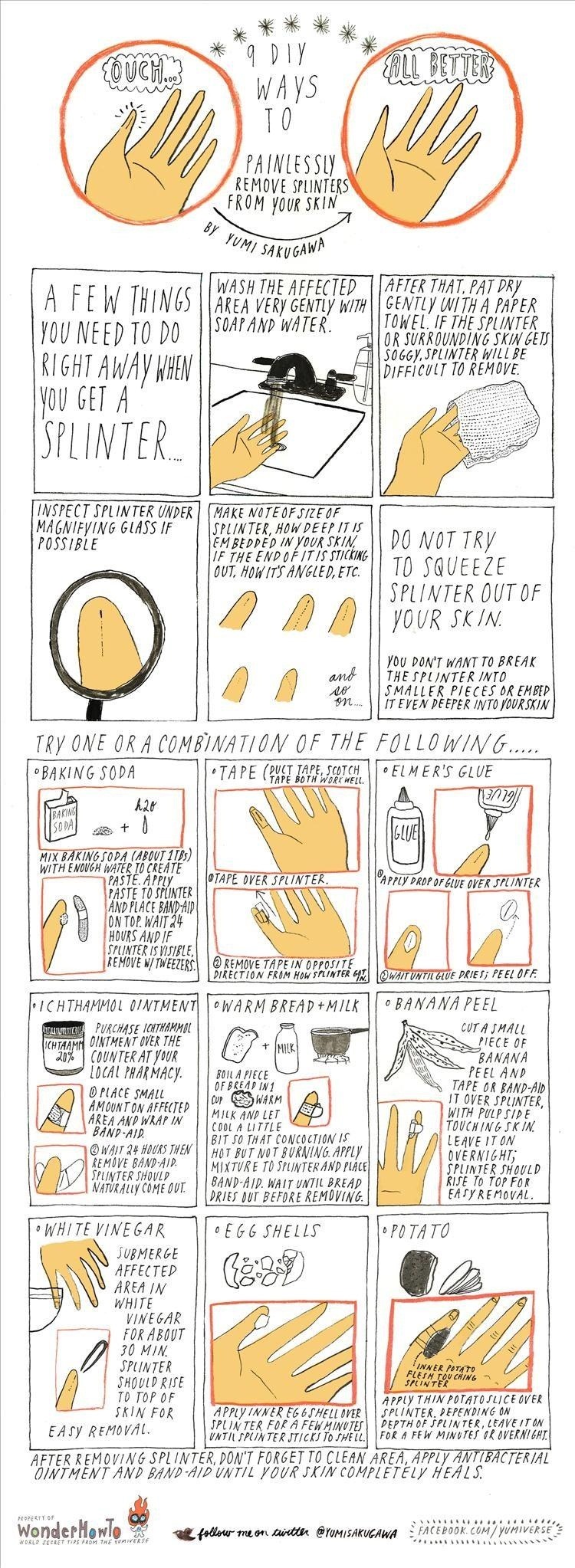 9 diy ways painlessly remove splinters from your skin.w1456