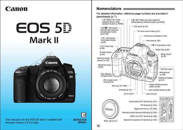 CANON EOS 5D DIGITAL INSTRUCTION MANUAL WITH POCKET GUIDE 