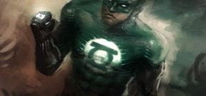 Draw a realistic copy of the superhero Green Lantern